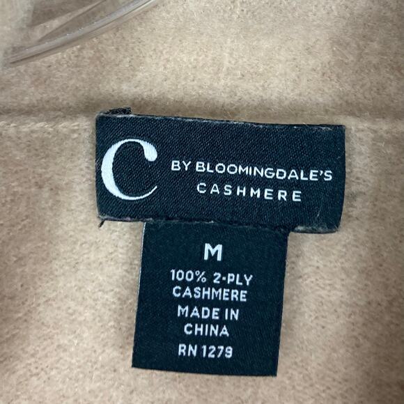 NWOT C by BLOOMINGDALES Cardigan Jacket M Cashmere 100% 2-Ply Beige Open Long-Sl - Picture 6 of 10